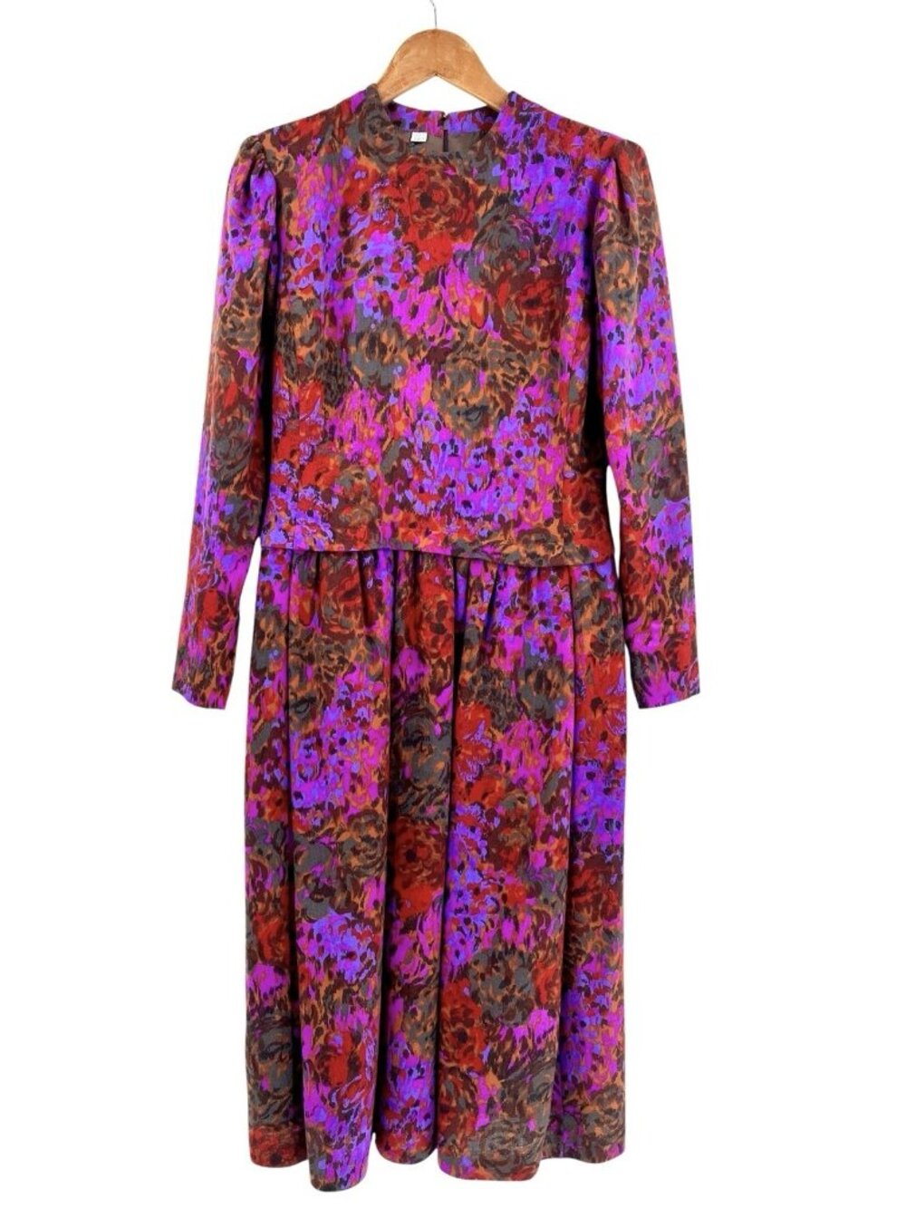 PAULINE TRIGERE Women's Vintage Dark Multicolor Floral Long Sleeve Maxi Dress 10